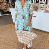 Mana - Robe Midi Florale Chic À Col EN V