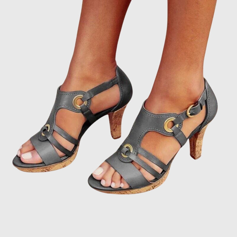 Carleena - Sandales à talons orthopédiques en teinte terre brune