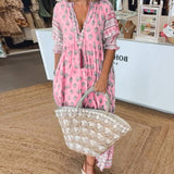 Mana - Robe Midi Florale Chic À Col EN V