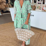 Mana - Robe Midi Florale Chic À Col EN V