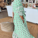 Mana - Robe Midi Florale Chic À Col EN V