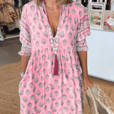Mana - Robe Midi Florale Chic À Col EN V