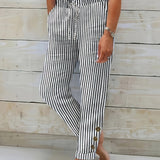 Raquelle - Pantalon Rayé Décontracté