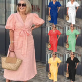 Lynora - Robe Midi Élégante À Encolure EN V