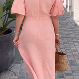 Lynora - Robe Midi Élégante À Encolure EN V